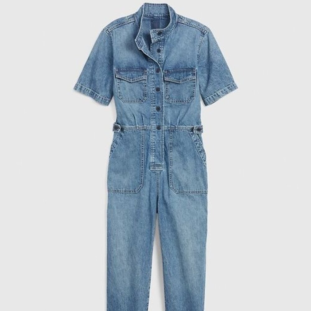 GAP Short Sleeved Denim Jumpsuit Size 12 NWT